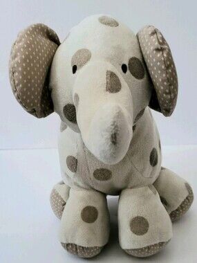 COCALO BABY ELEPHANT CREAM & TAN POLKA DOT PLUSH 10" STUFFED ANIMAL